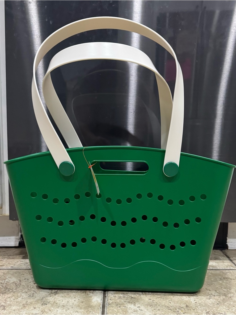 Sun Squad Green Tote Bag with Cream Handles - Stylish Women’s Beach Tote